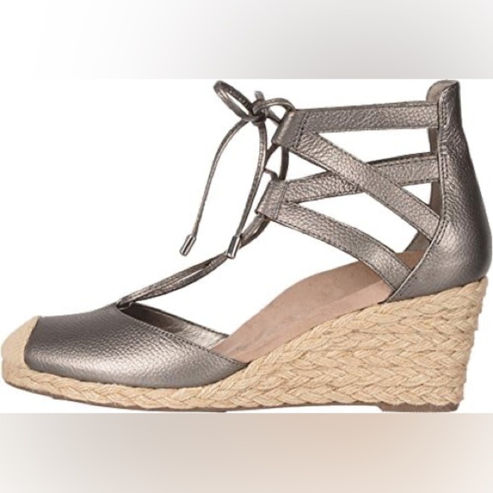 Vionic Women’s Aruba Calypso Lace Up Wedges Color Pewter Size 7